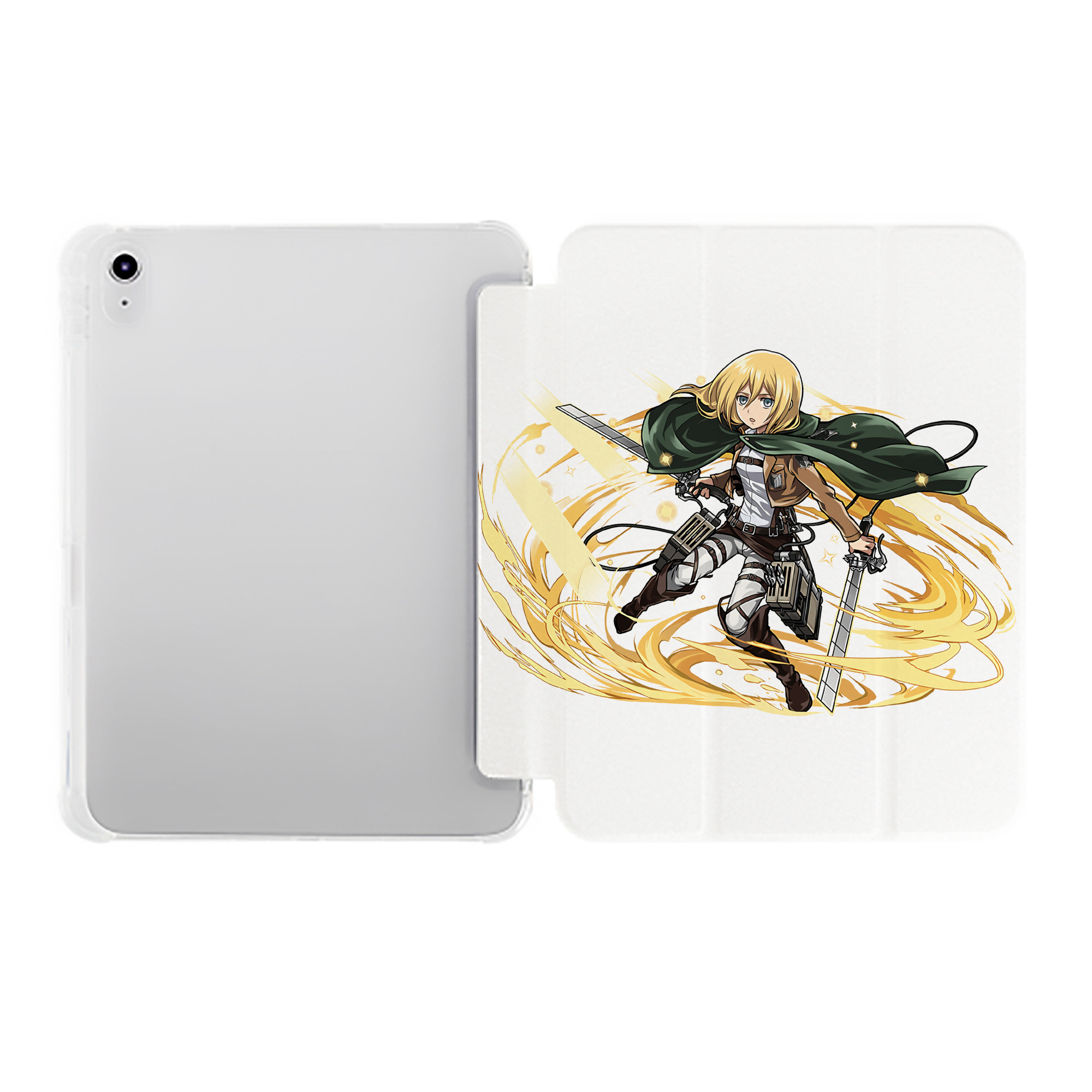 （画像用） 進撃の巨人 クリスタ·レンズ Attack on Titan Christa Lenz IPad ケース ペン収納付き 三つ折りスタンド PUレザー×シリコン 対応機種9.5/10.5/10.9インチ